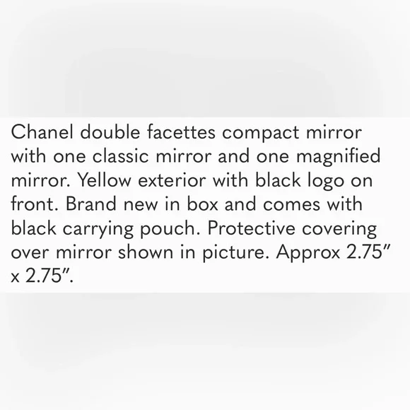 Chanel Yellow Duo Mirror Double Facettes Compact w/ Black Logo NEW in Box SALE - Picture 6 of 8